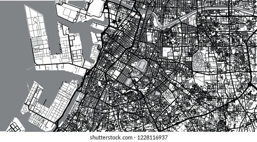 Urban vector city map of Sakai, Japan