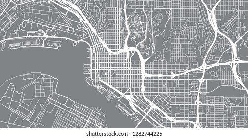 Urban Vector City Map Of San Diego, California, United States Of America