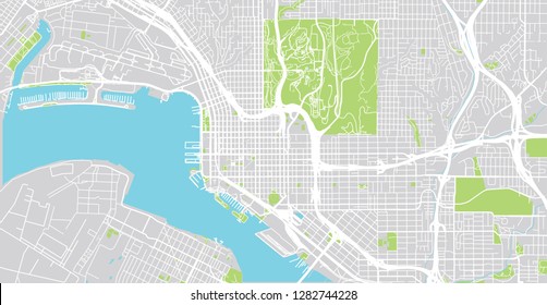 Urban vector city map of San Diego, California, United States of America