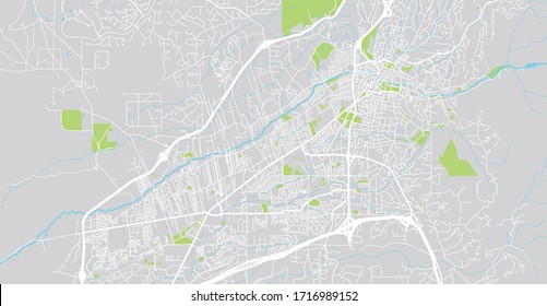 Urban vector city map of Santa Fe, USA. New Mexico state capital