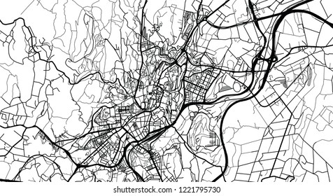 Urban vector city map of Santiago de Compostela, Spain