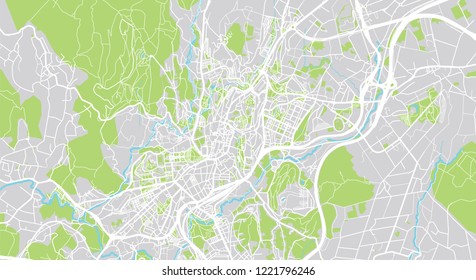 Urban vector city map of Santiago de Compostela, Spain