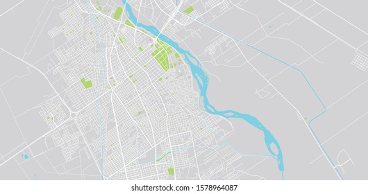 Urban vector city map of Santiago del Estero, Argentina