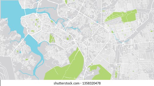Urban vector city map of Sao Luis, Brazil