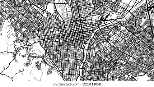 Urban vector city map of Sapporo, Japan
