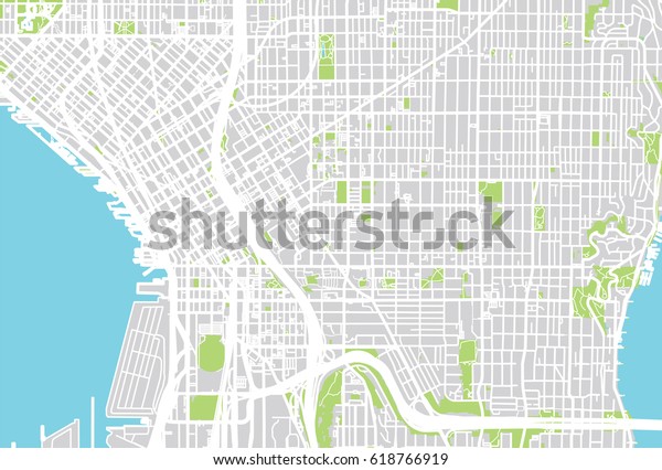 Urban Vector City Map Seattle Usa Stock Vector (Royalty Free) 618766919 ...