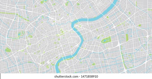 Urban vector city map of Shanghai, China