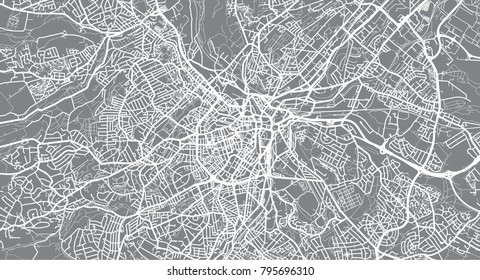 Urban vector city map of Sheffield, England