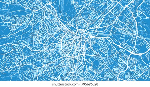 Urban vector city map of Sheffield, England
