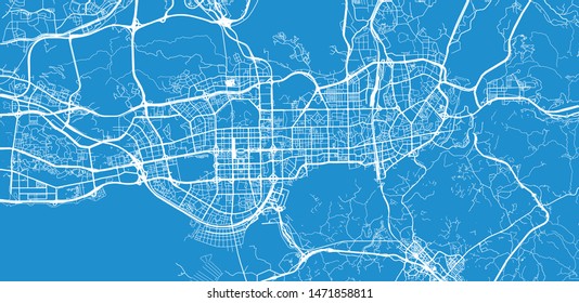 Urban vector city map of Shenzhen, China