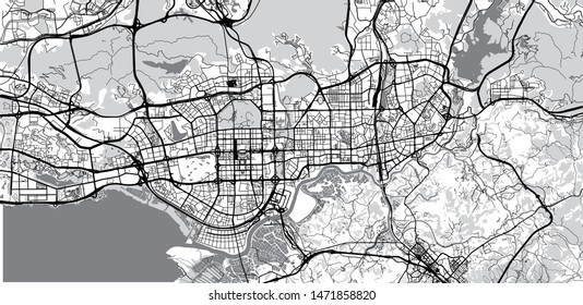 Urban vector city map of Shenzhen, China