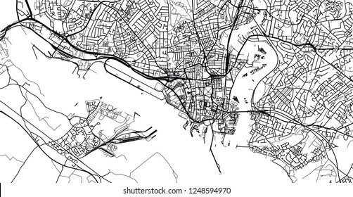 Urban vector city map of Southampton, England