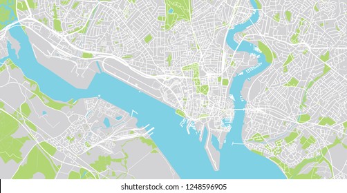 Urban vector city map of Southampton, England