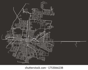 Urban vector city map of Springfield, Ohio, USA, downtown and suburbs, road network, footprint, poster