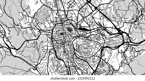 Urban vector city map of St Etienne, France