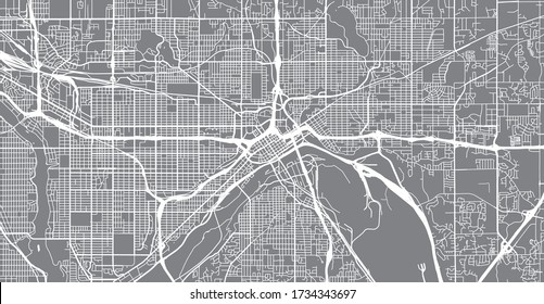 Urban Vector City Map Of St Paul, USA. Minnesota State Capital