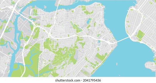 Urban vector city map of Staten Island, New York , United States of America