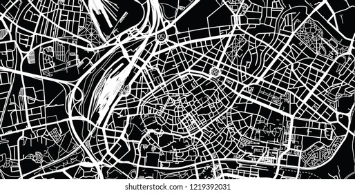Urban vector city map of Strasbourg, France