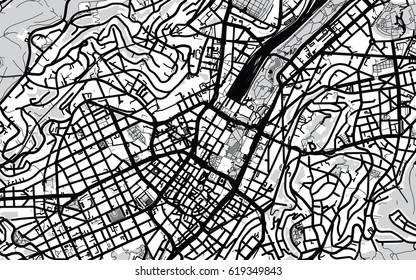 Urban vector city map of Stuttgart, Germany