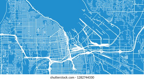 Urban vector city map of Tacoma, Washington, United States of America