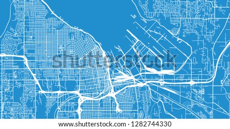 Urban vector city map of Tacoma, Washington, United States of America