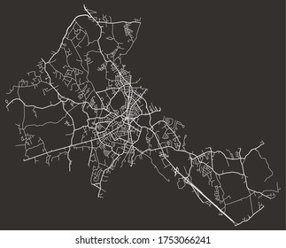 Urban vector city map of Taunton, Massachusetts, USA, downtown and suburbs, road network, footprint, poster