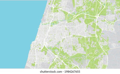 Urban vector city map of Tel Aviv, Israel, middle east