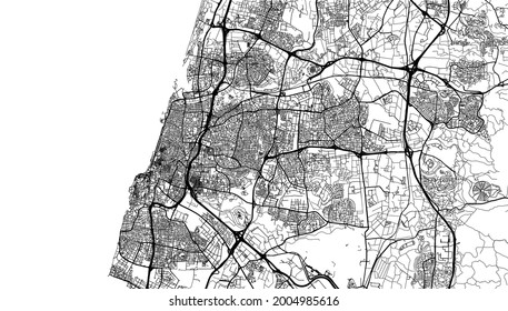 Urban vector city map of Tel Aviv, Israel, middle east