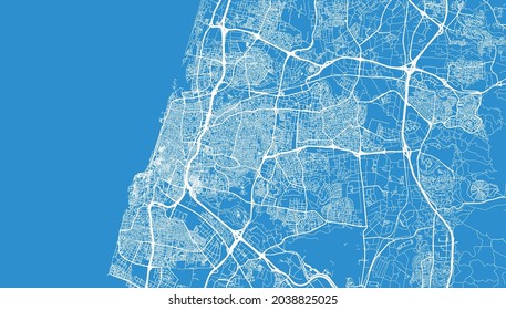 Mapa urbano vectorial de Tel Aviv, Israel, Medio Oriente