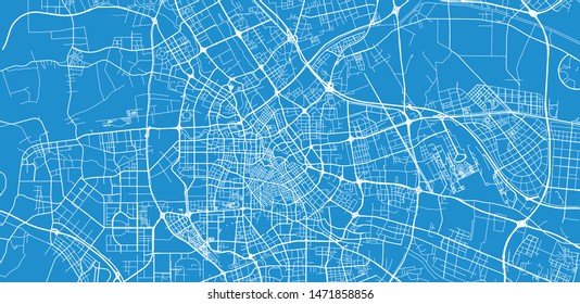Urban vector city map of Tianjin, China