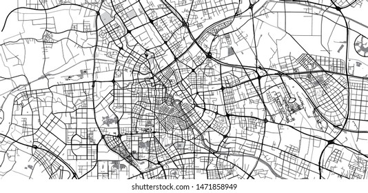Urban vector city map of Tianjin, China