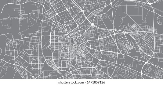 Urban vector city map of Tianjin, China