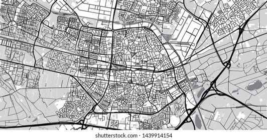 Urban vector city map of Tilburg, The Netherlands