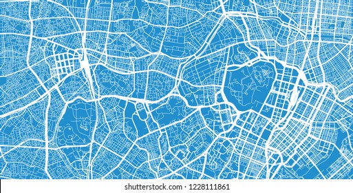 Urban Vector City Map Of Tokyo Centre, Japan