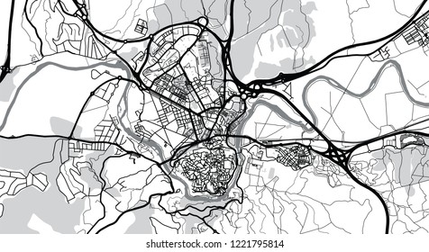 Urban vector city map of Toledo, Spain