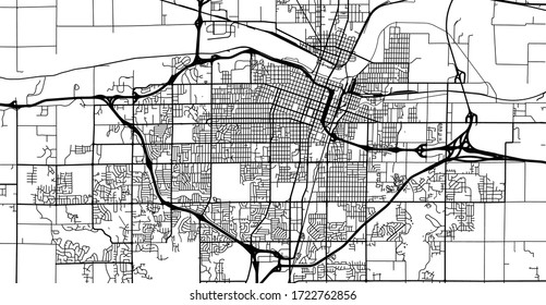 Mapa urbano vectorial de Topeka, Estados Unidos. Capital estatal de Kansas