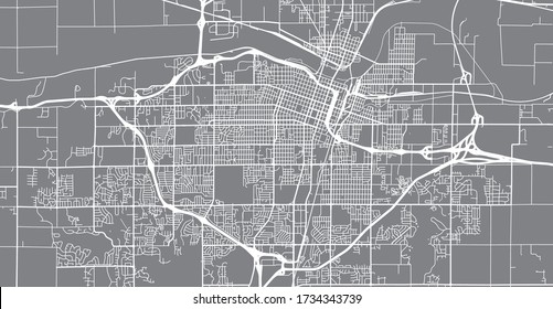 Urban vector city map of Topeka, USA. Kansas state capital