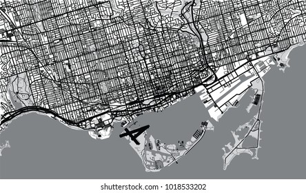 Urban vector city map of Toronto, Canada