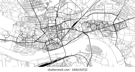 Urban vector city map of Torun, Poland