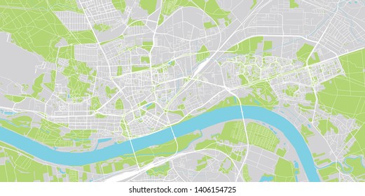 Urban vector city map of Torun, Poland