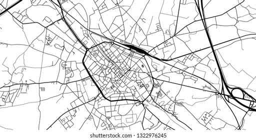 Urban vector city map of Tournai, Belgium