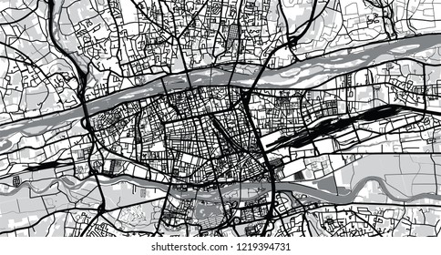 Urban vector city map of Tours, France