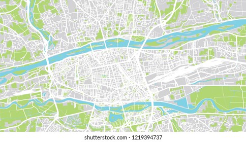 Urban vector city map of Tours, France