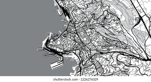 Urban vector city map of Trieste, Italy