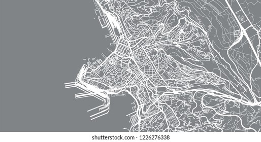 Urban vector city map of Trieste, Italy