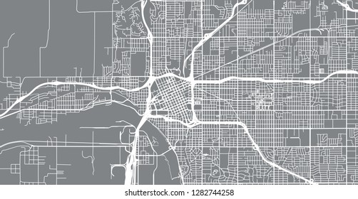 Urban vector city map of Tulsa, Oaklahoma, United States of America