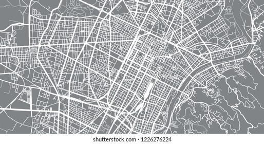 Urban vector city map of Turin, Italy