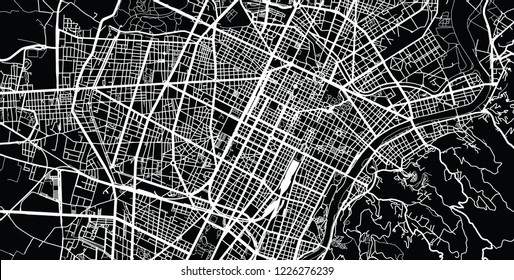 Urban vector city map of Turin, Italy