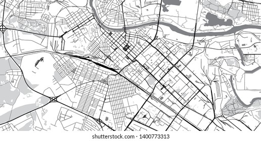 Urban vector city map of Tyumen, Russia
