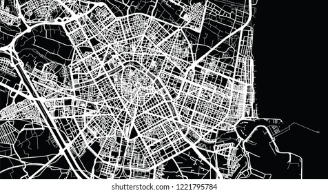 Urban vector city map of Valencia, Spain